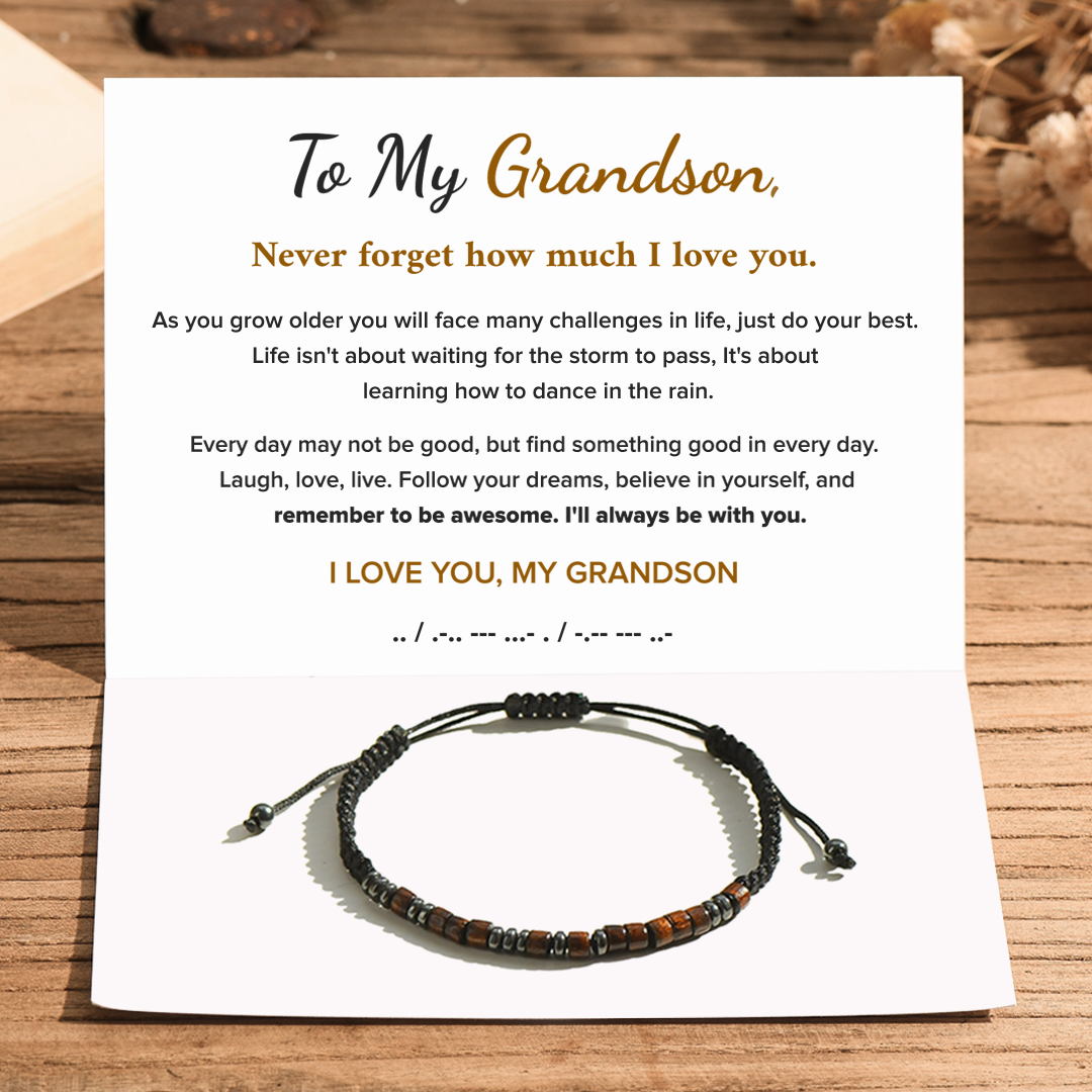 To My Grandson, I Love You Morse Code Bracelet