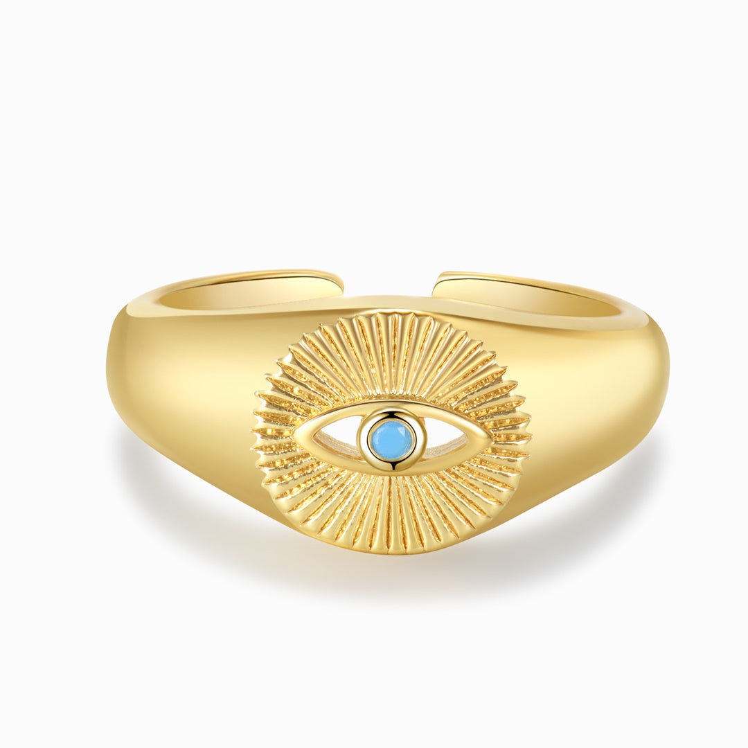 Turquoise Evil Eye Pleated Ring