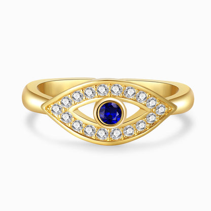 Blue Evil Eye adjustable ring