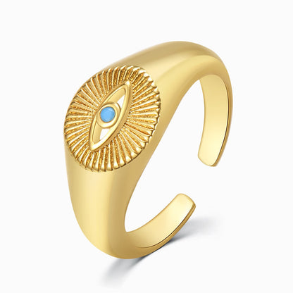 Turquoise Evil Eye Gold Ring