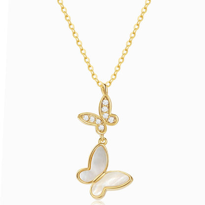 Duo Butterfly Gold Chain Necklace in a white background