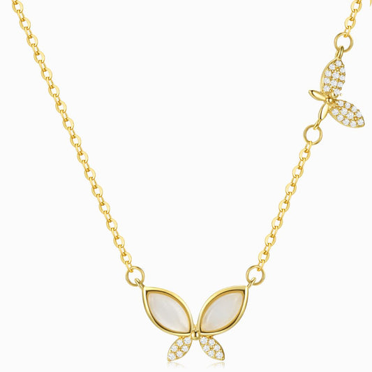 Butterfly Necklace Gold Chain Lock in a white background