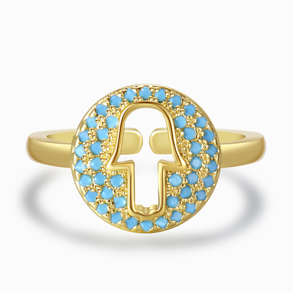 Turquoise Stones Hamsa Hand Ring